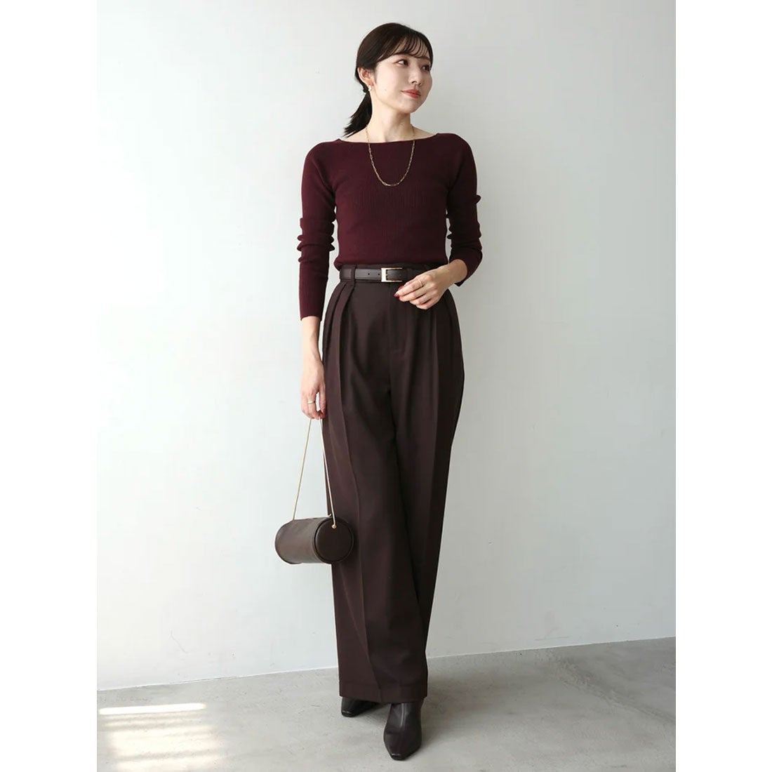 アニュアンス anuans シルクカシミアブレンドボートネックニット