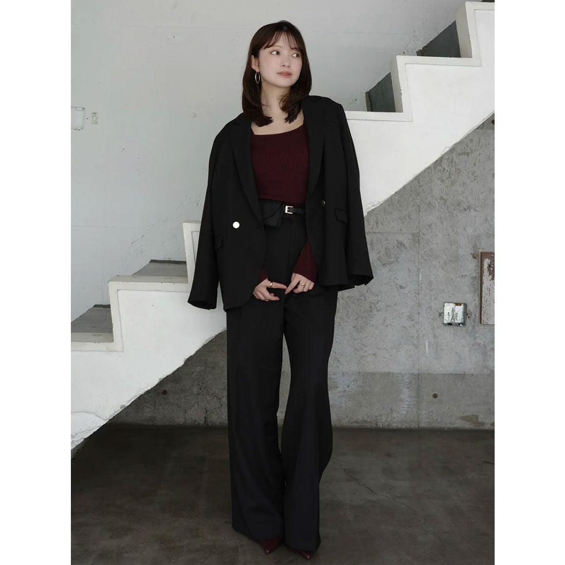 アニュアンス anuans シルクカシミアブレンドデコルテリブニット