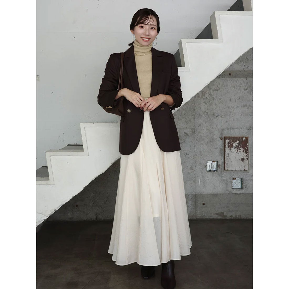 アニュアンス anuans シルクカシミアブレンドフィットリブタートル