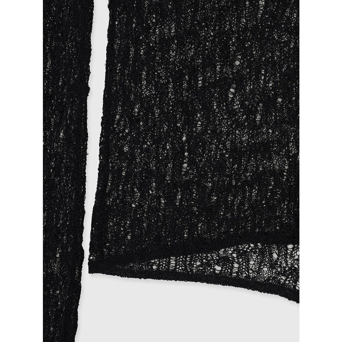 アニュアンス anuans ウールレースニットトップス （BLACK） -靴