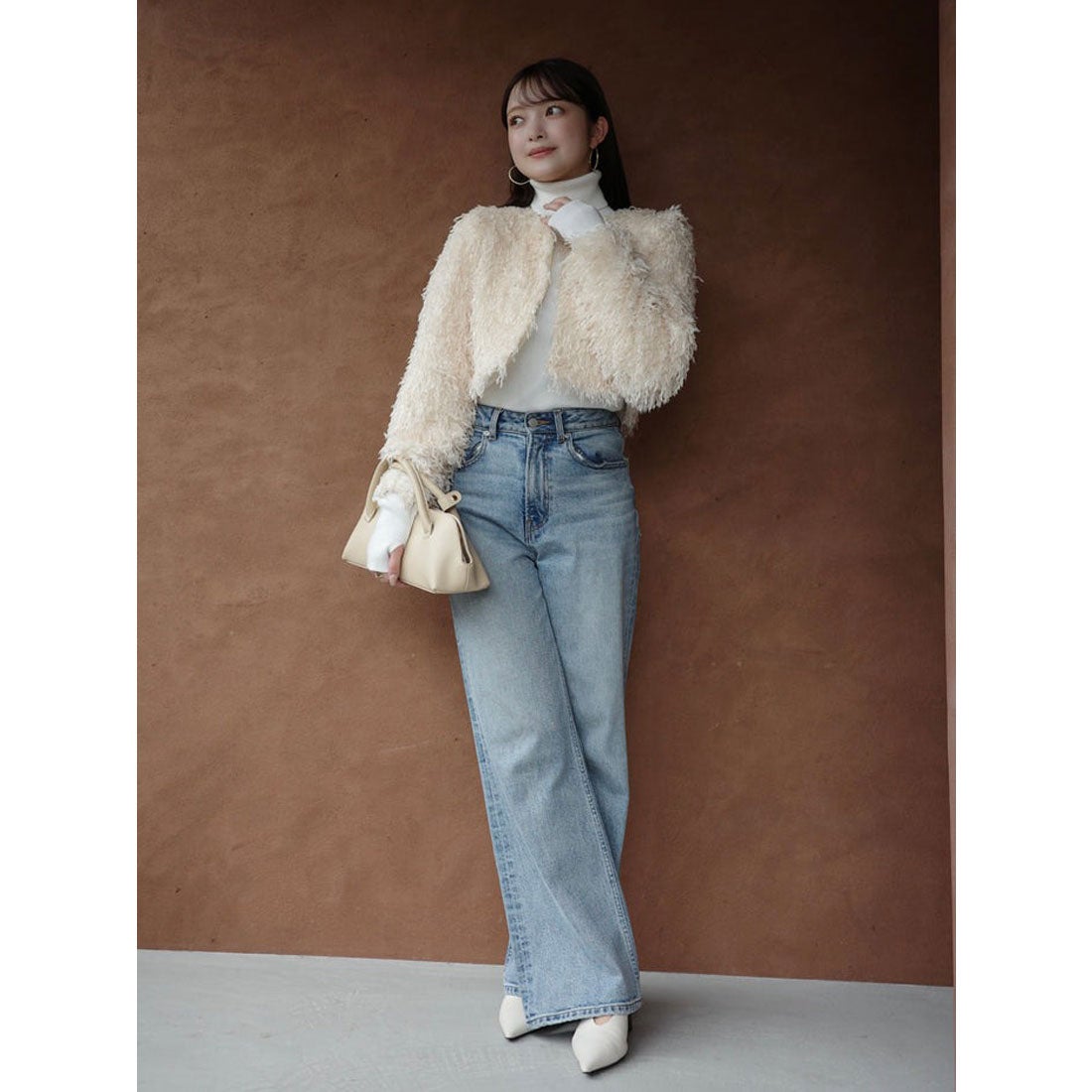 アニュアンス anuans スラッシュリブニットトップス （GREY