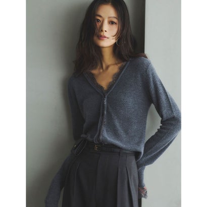 アニュアンス anuans アイラッシュレーストリミングニット （GREY