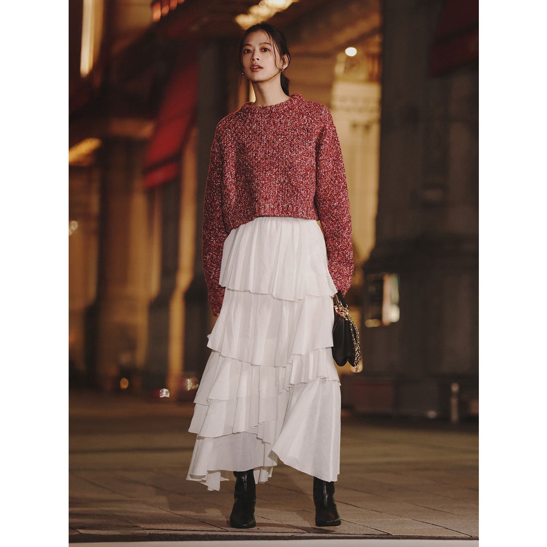 アニュアンス anuans ミックスヤーンニットトップス （PINK） -靴