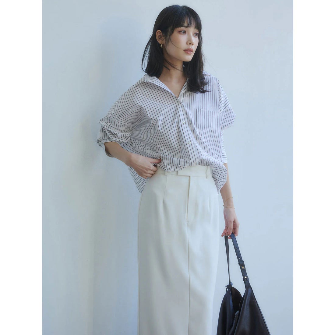 アニュアンス anuans ダブルサテンナロースカート （NAVY