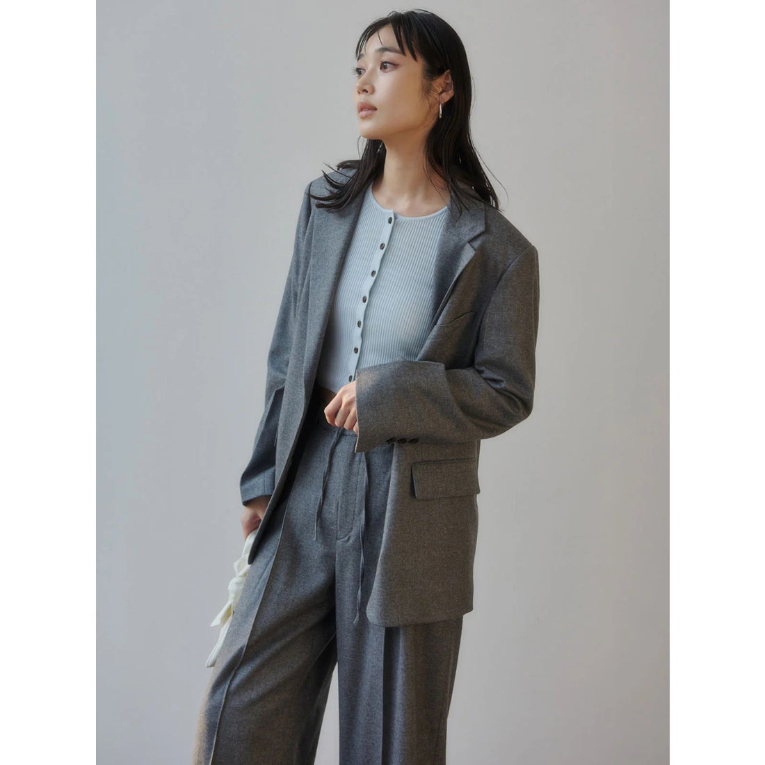 アニュアンス anuans リュクスビスコースリブニットカーディガン （SAX