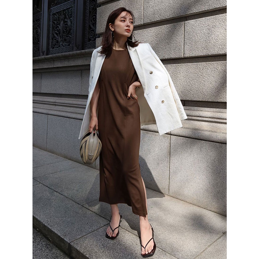 アニュアンス anuans ストレートタックカットワンピース （KHAKI BROWN