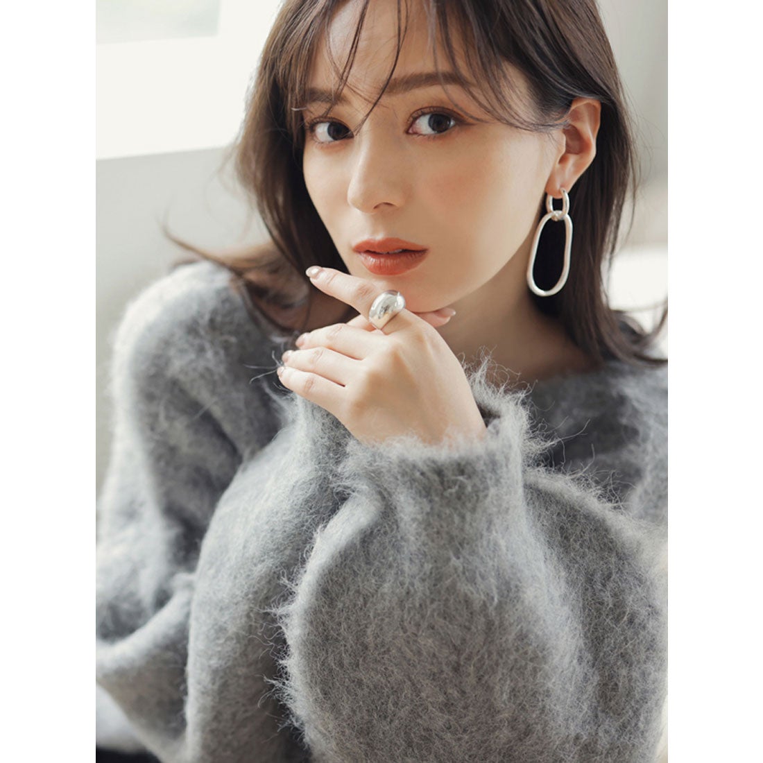 アニュアンス anuans 2wayアルパカ混ニットプルオーバー （GREY） -靴