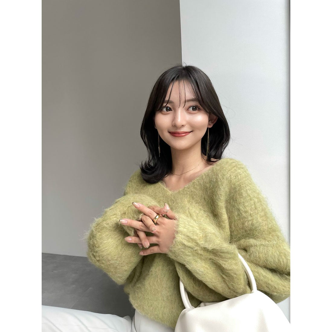 アニュアンス anuans 2wayアルパカ混ニットプルオーバー （GREY） -靴