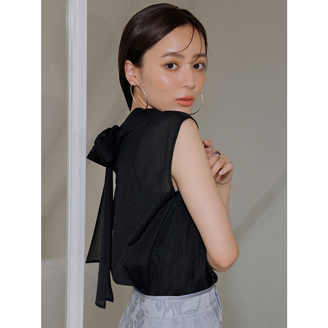 アニュアンス anuans ボウタイシアーカットトップス （PINK BEIGE