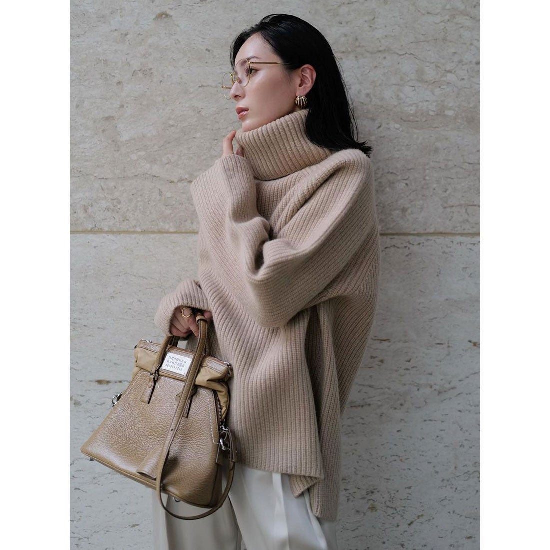 アニュアンス anuans ウールカシミヤラグランタートルニットプル