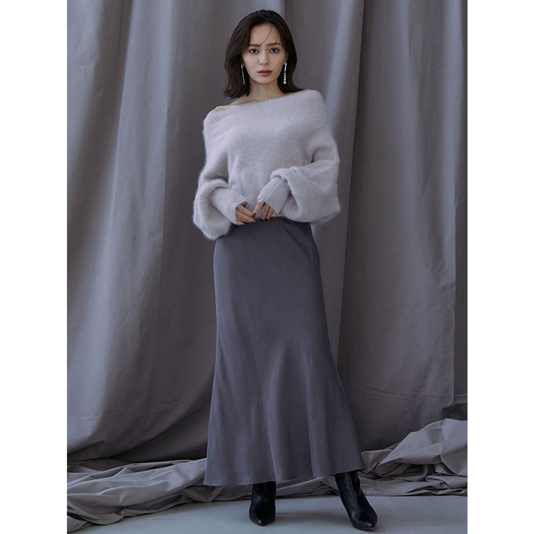 アニュアンス anuans ラクーンオフショルニットプルオーバー