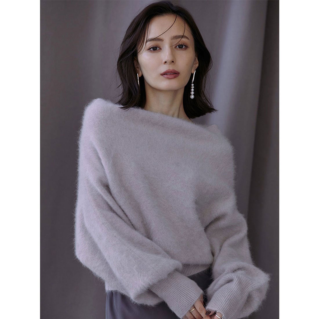 アニュアンス anuans ラクーンオフショルニットプルオーバー （BROWN