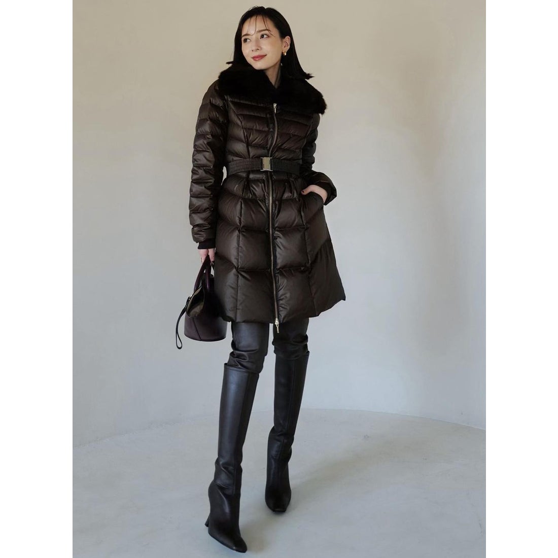 アニュアンス anuans 2wayファーカラーダウンコート （BROWN