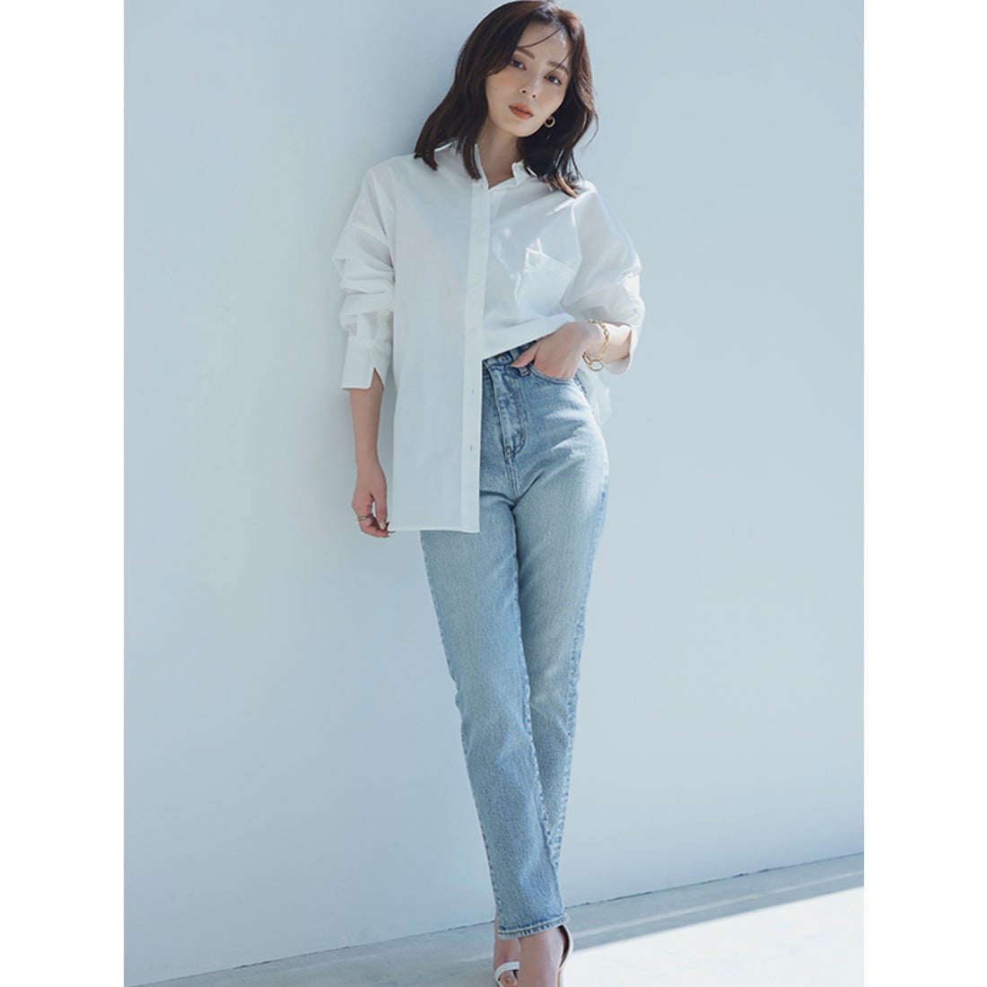 アニュアンス anuans Slim straight denim （BLACK） - ファッション