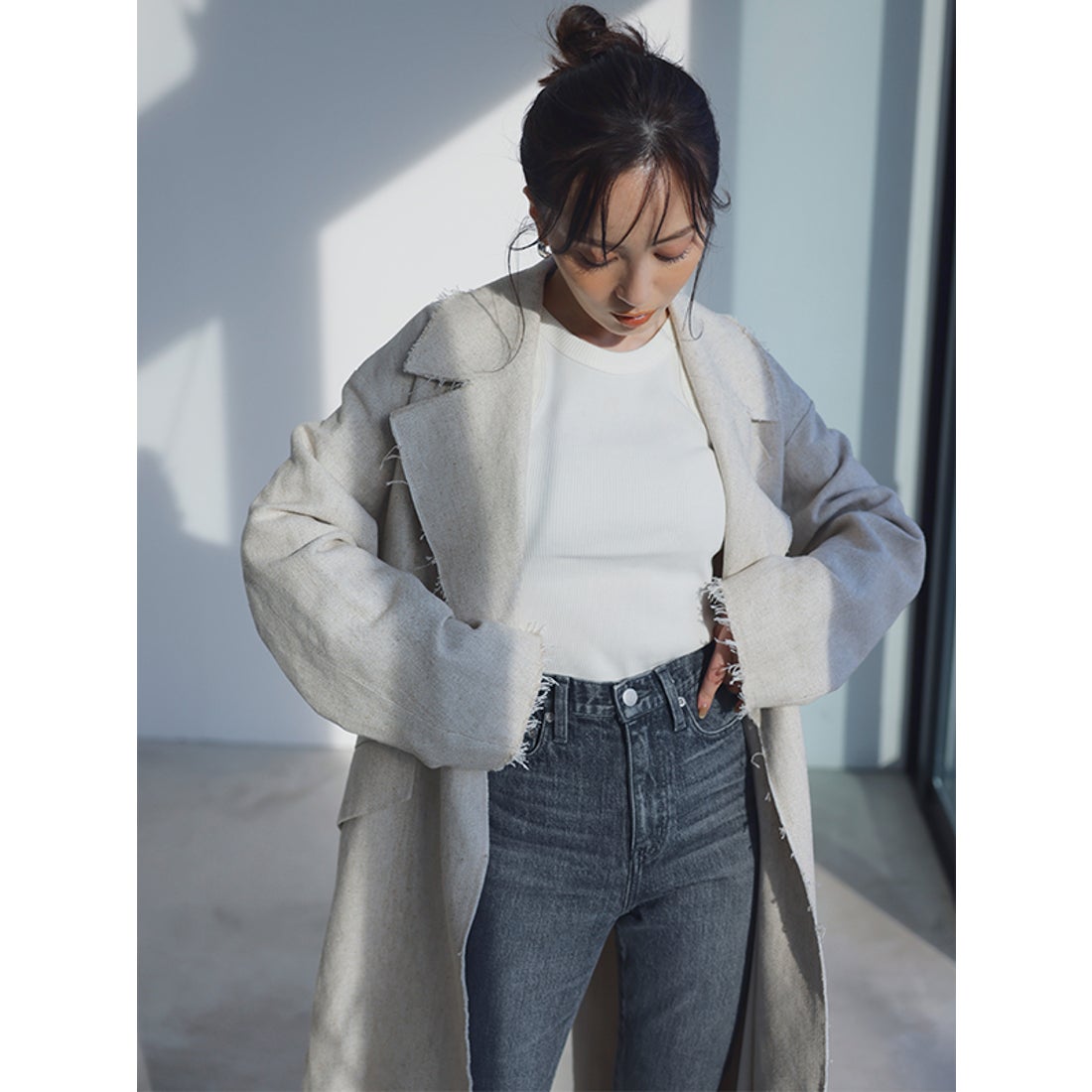 アニュアンス anuans Slim straight denim （GREY） - ファッション