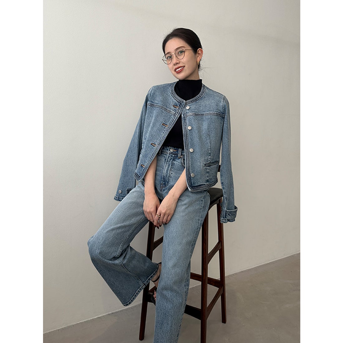 アニュアンス anuans Wide leg denim （LIGHT BLUE） -ファッション