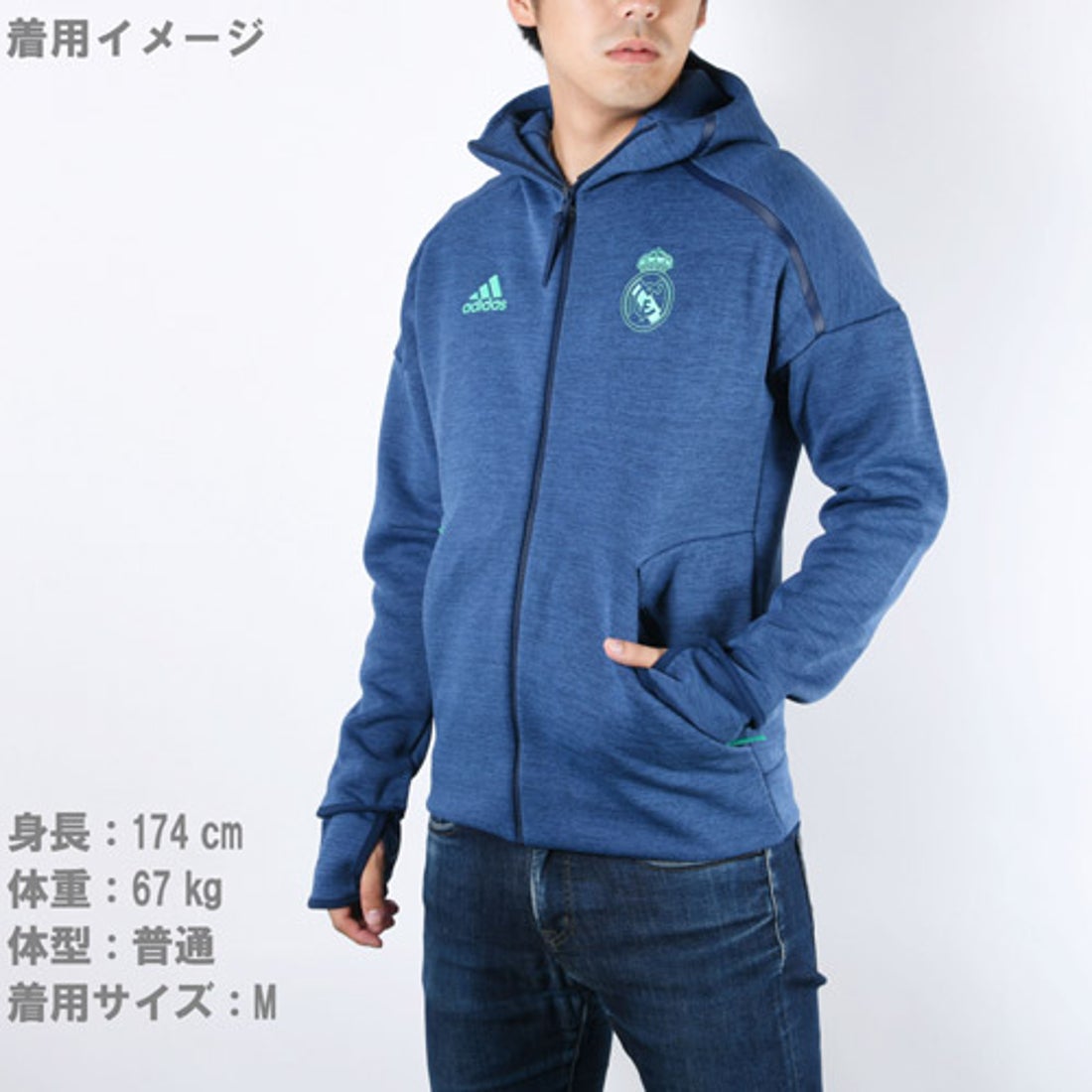 adidas レアルマドリード 19/20 ZNEフーディージャケット(ネイビー