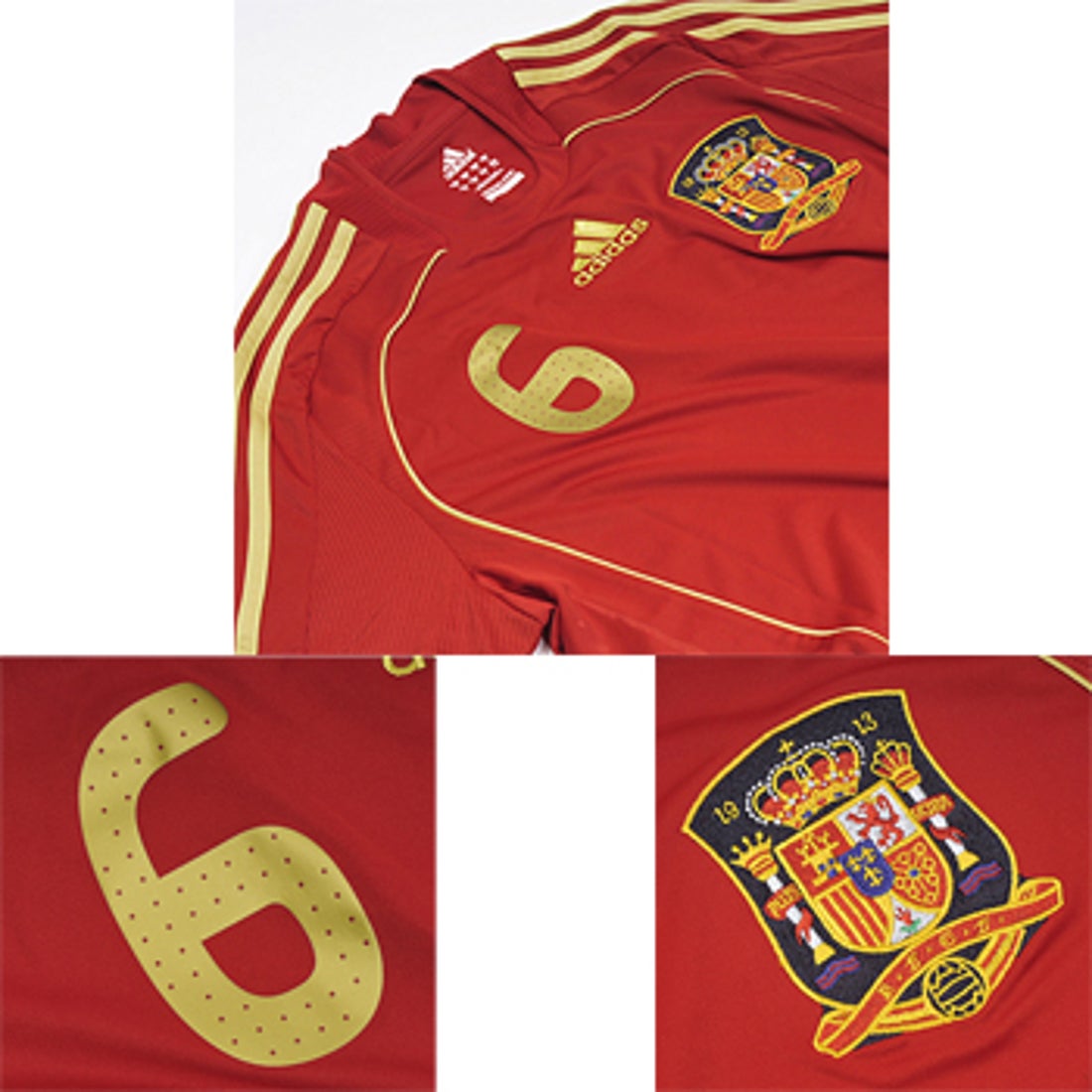 adidas スペイン代表 08/09 ユニフォーム ホーム半袖 #6 イニエスタ