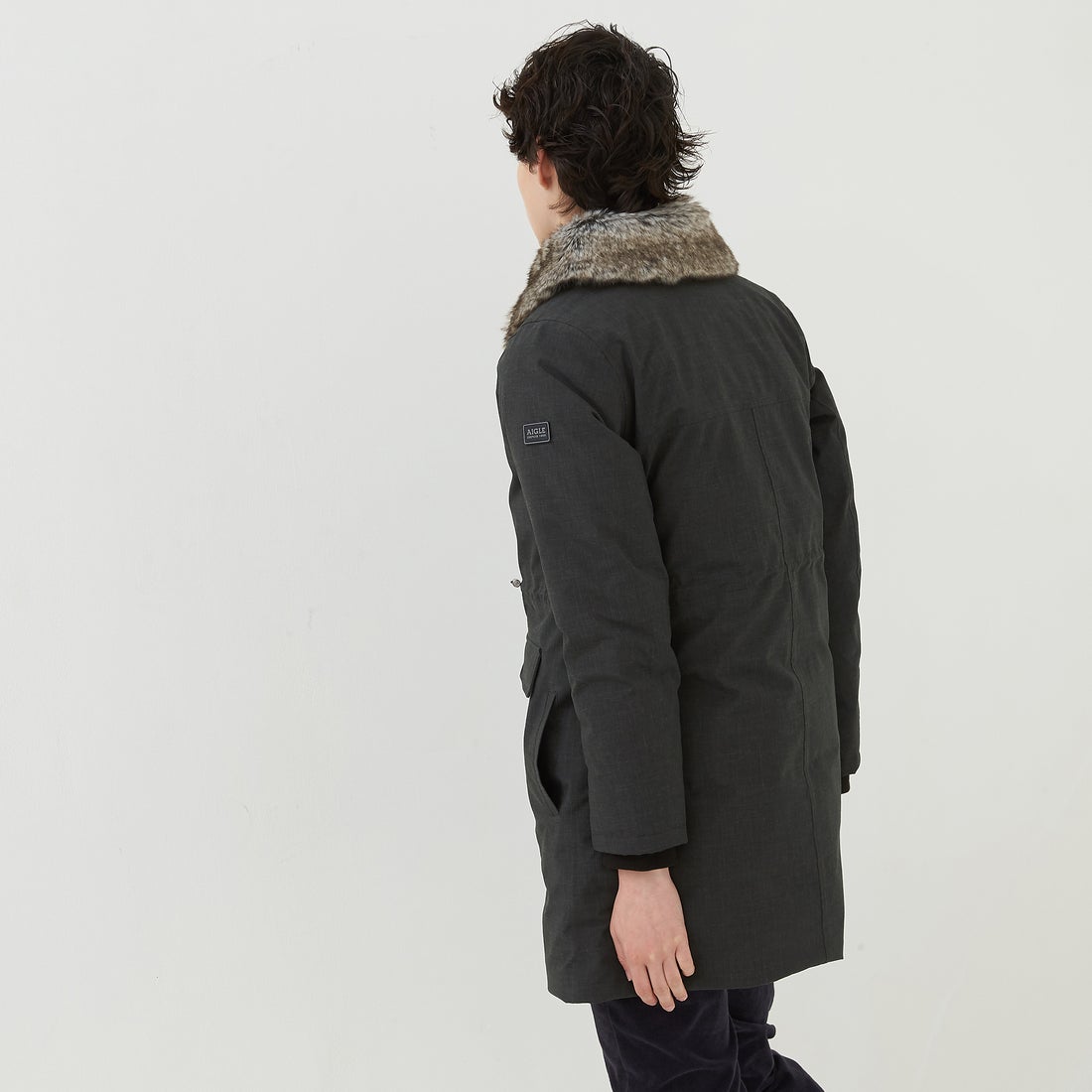 エーグル AIGLE 透湿防水 ウールミックス ファー付カラー ロングダウン