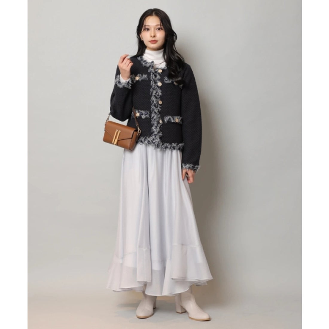 アプワイザー・リッシェ Apuweiser-riche MIXブレードニットジャケット