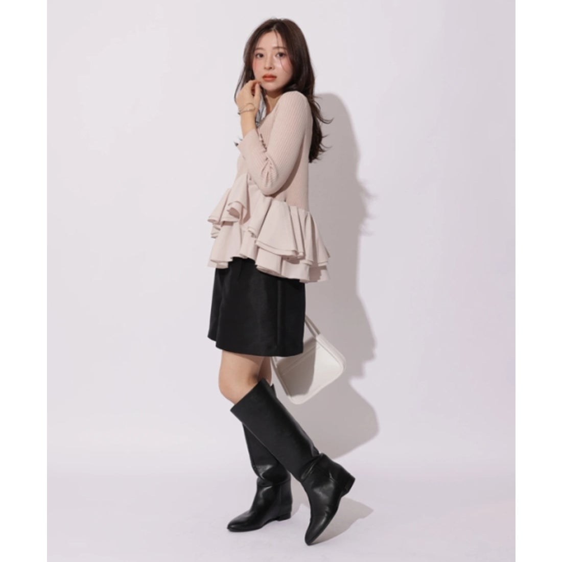 アプワイザー・リッシェ Apuweiser-riche 裾ひらりんリブニット