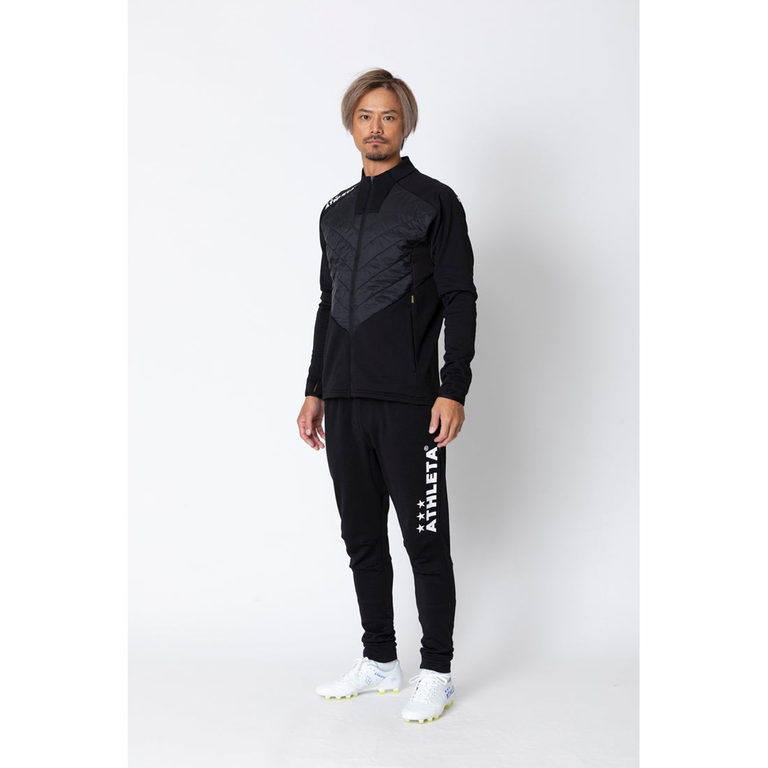 ATHLETA アスレタ グリッド起毛パディングTRジャケット(ブラック