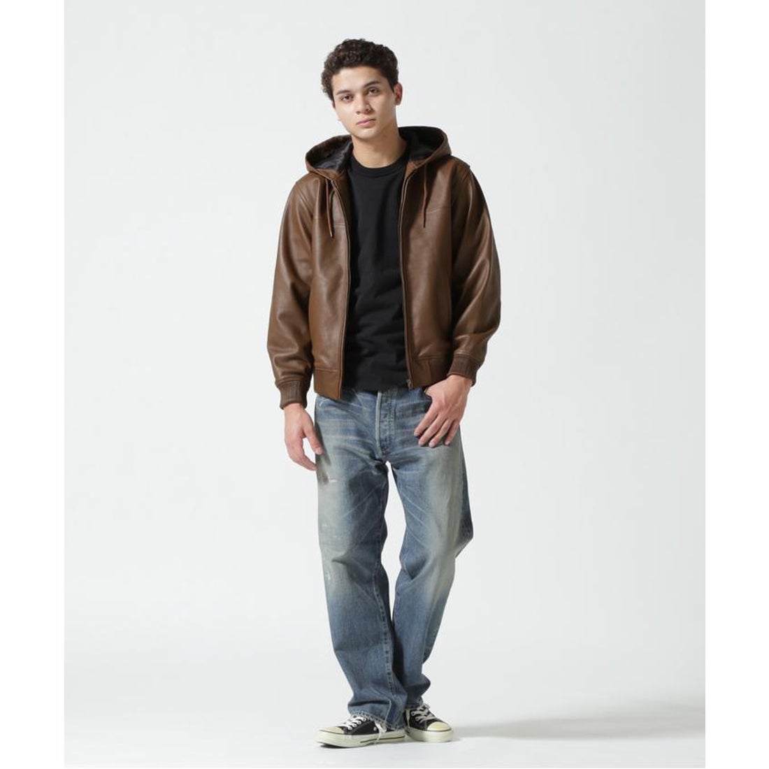 アヴィレックス AVIREX 《WEB&DEPOT限定》LEATHER HOODIE/レザーフード