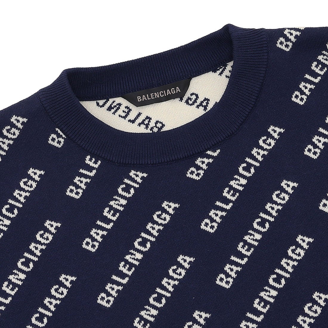 バレンシアガ BALENCIAGA ニット セーター ネイビー ホワイト メンズ