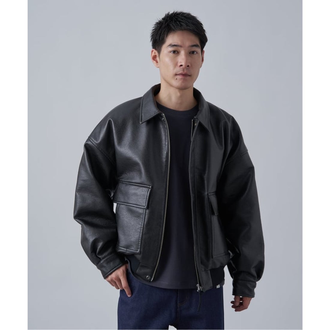 ベーセーストック B.C STOCK フェイクレザー A－2 ブルゾン （ブラウン