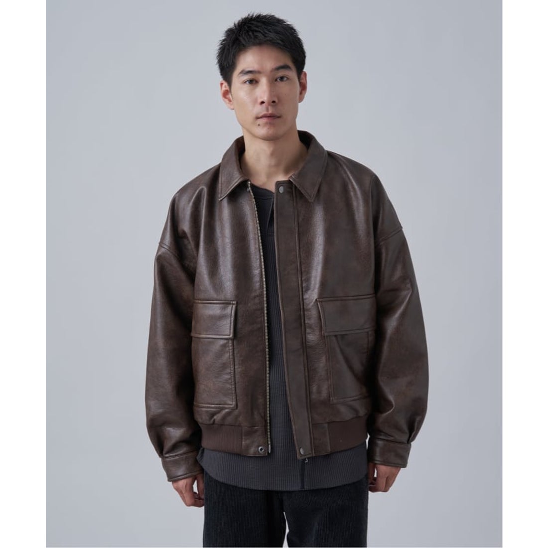 ベーセーストック B.C STOCK フェイクレザー A－2 ブルゾン （ブラウン