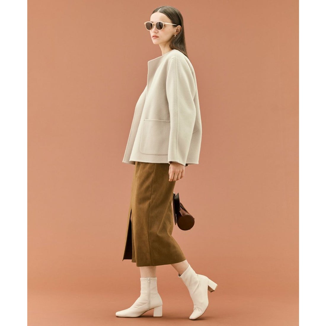 ベイジ, BEIGE, 【WEB限定】PAYSON / ウールリバーノーカラーショート