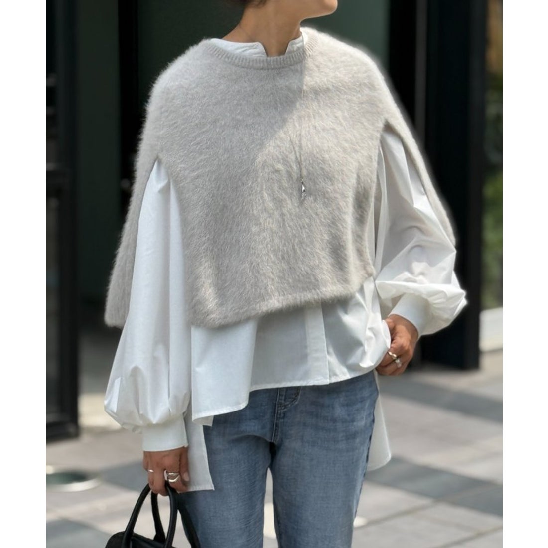 ビアズリー BEARDSLEY ファーニットポンチョ （camel） - ファッション