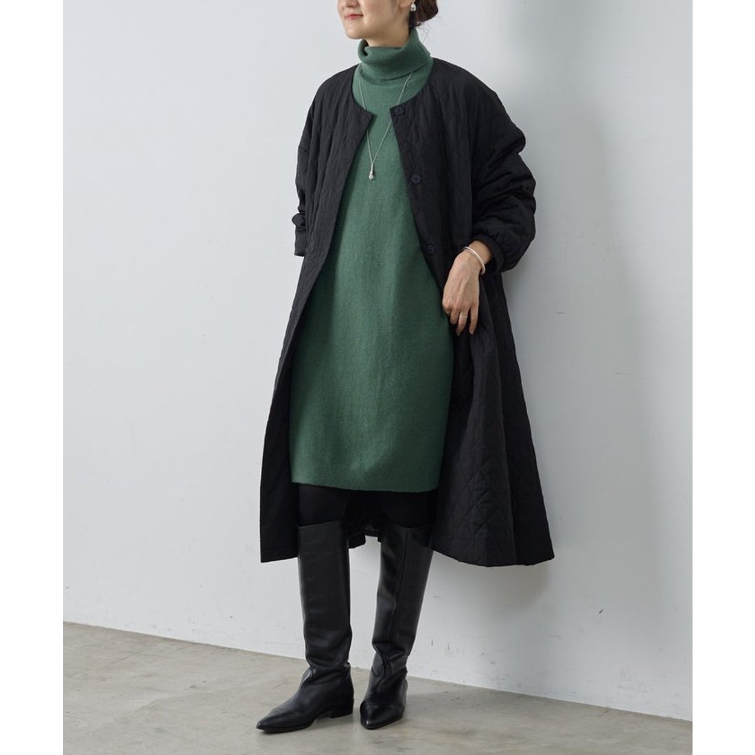 ビアズリー BEARDSLEY BIGニットタートルロング （khaki