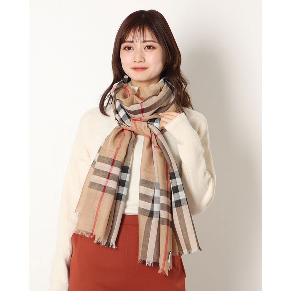バーバリー BURBERRY シルクブレンド ガーゼストール （CAMEL CHECK