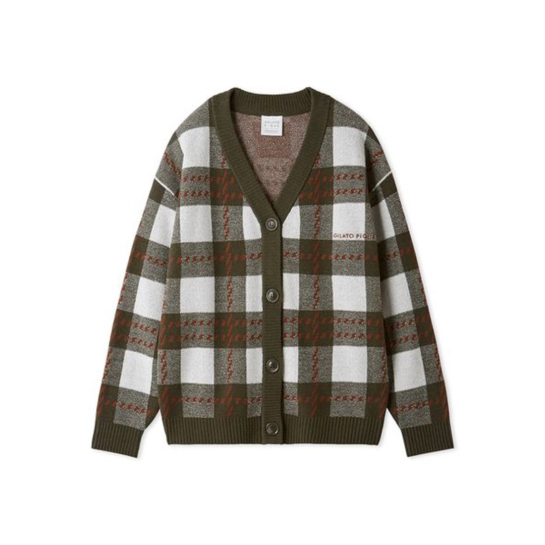 ジェラートピケ gelato pique エアモコチェックジャガードカーディガン