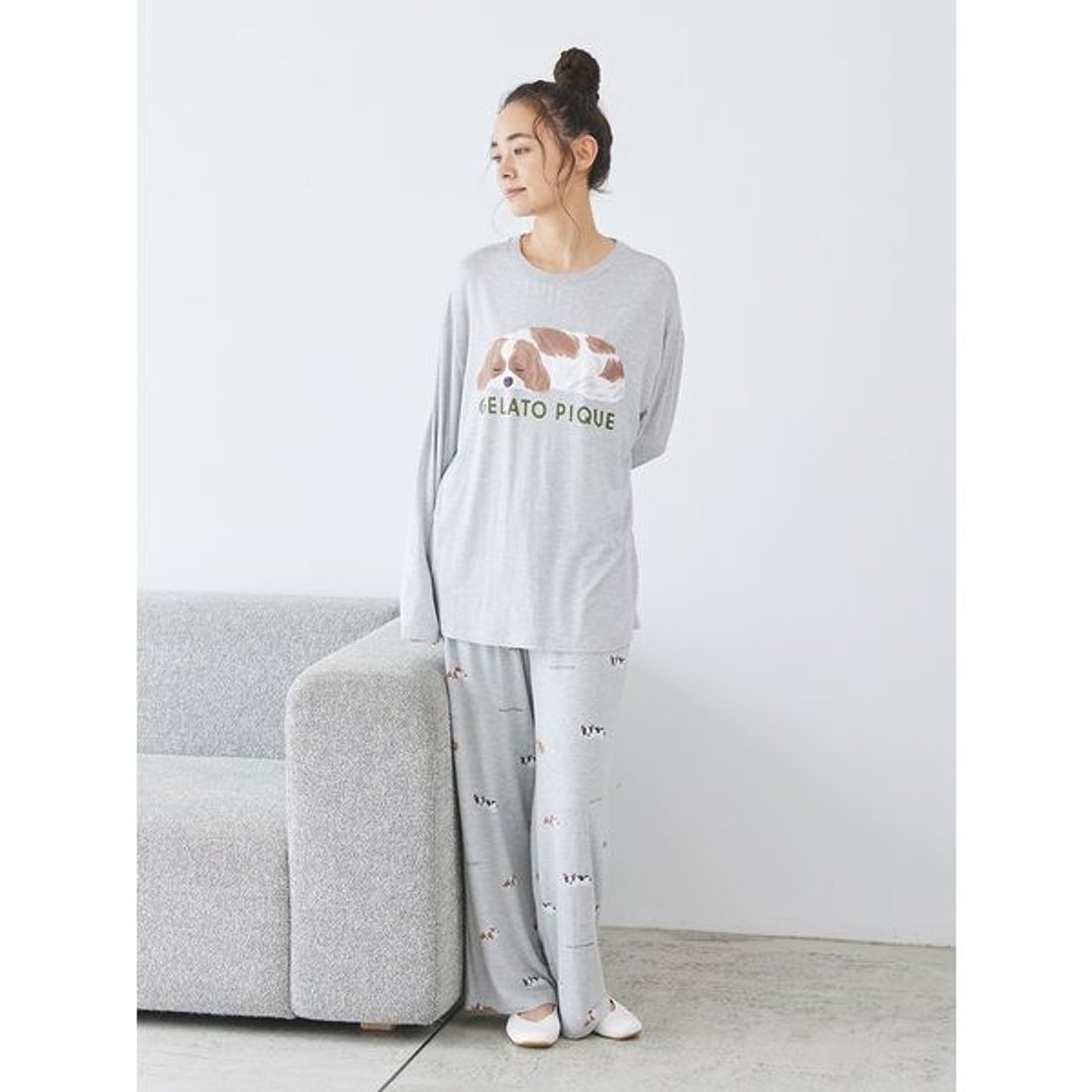 ジェラートピケ gelato pique SLEEPING DOGワンポイントロンT （BLU