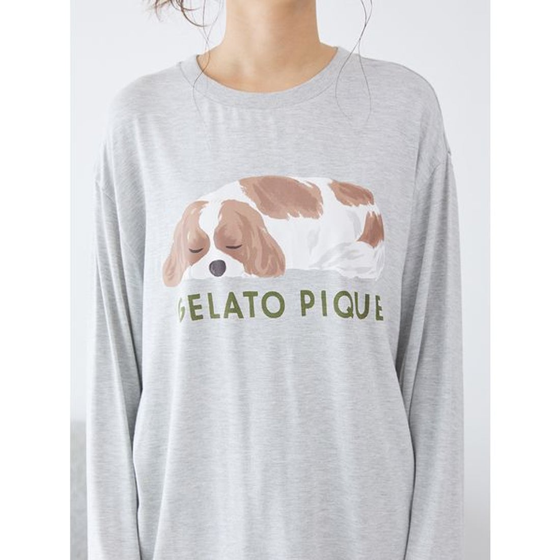 ジェラートピケ gelato pique SLEEPING DOGワンポイントロンT （BLU