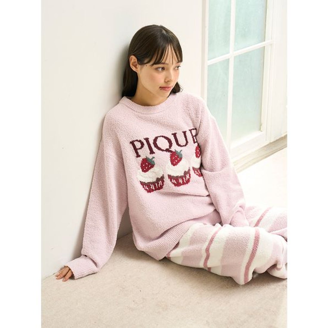 ジェラートピケ gelato pique モチーフジャガードボーダーロングパンツ