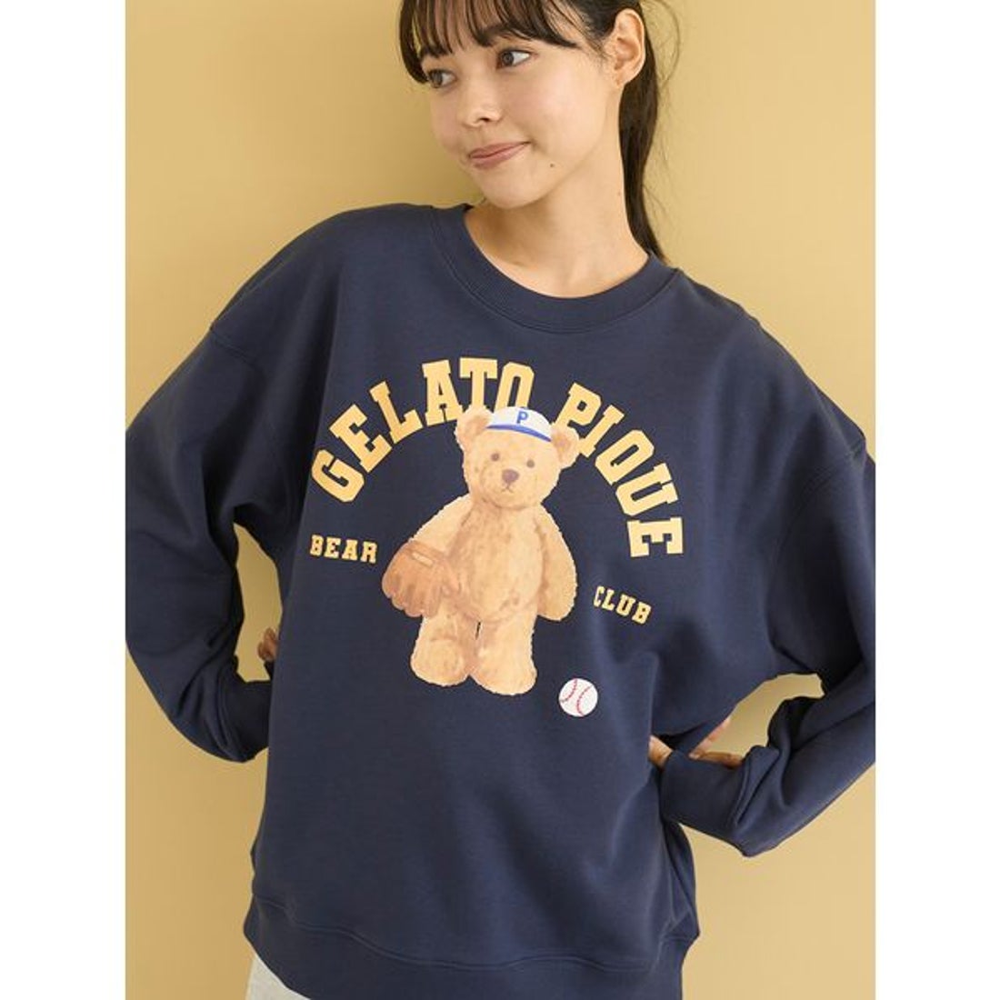 ジェラートピケ gelato pique スポーティーベア裏毛プルオーバー （NVY