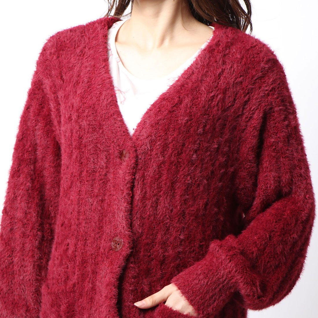 ジェラートピケ gelato pique フェザーリブカーディガン （レッド