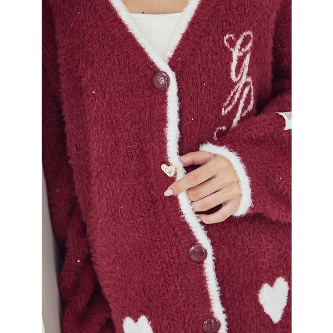 ジェラートピケ gelato pique ラメフェザーカーディガン （RED