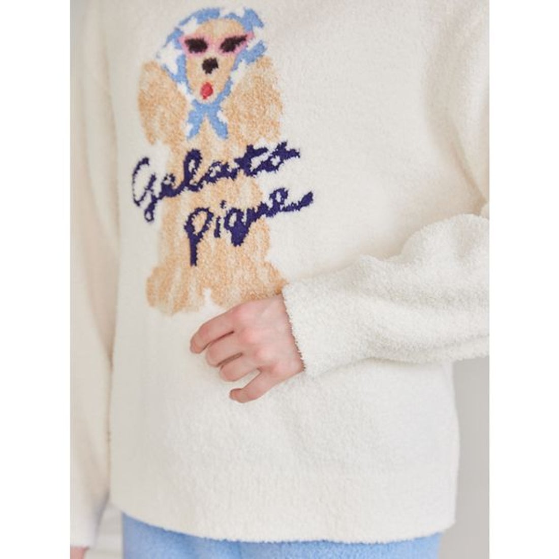 ジェラートピケ gelato pique スカーフDOG ジャガードプルオーバー