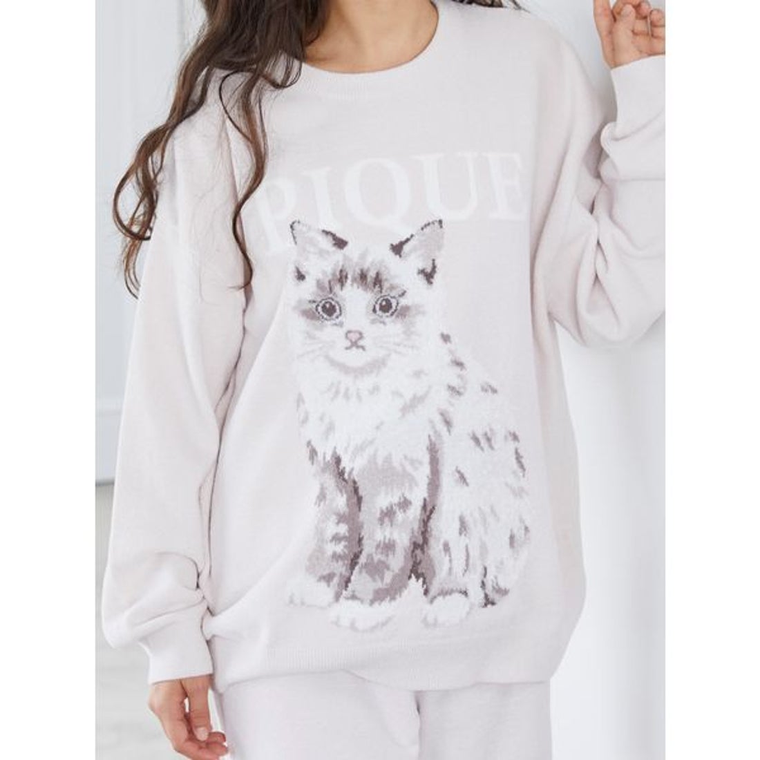 ジェラートピケ gelato pique CAT ジャガードプルオーバー （BLU