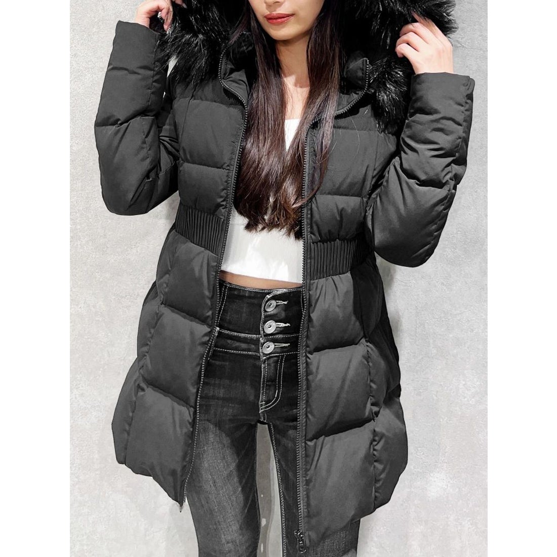 ジェイダ GYDA 【TINY】GDベルト付きロングダウンコート （ブラック