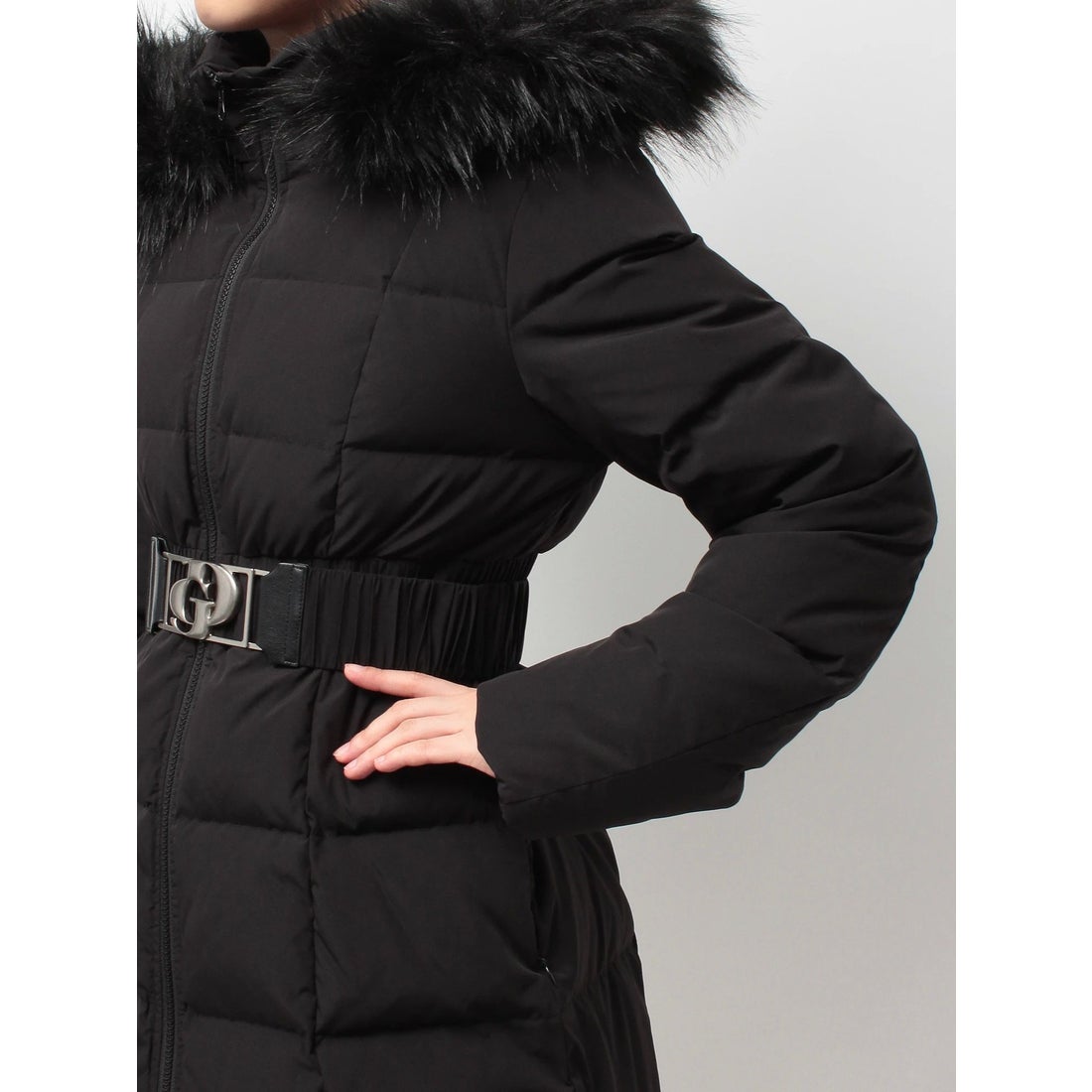 ジェイダ GYDA GDベルト付きロングダウンコート （BLK） -ファッション