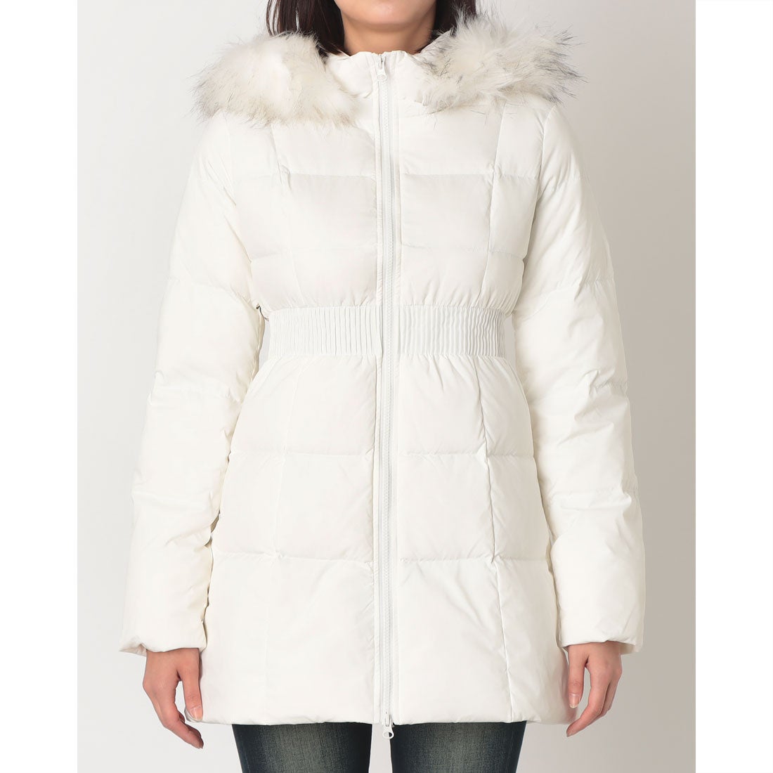 ジェイダ GYDA GDベルト付きロングダウンコート （O.WHT