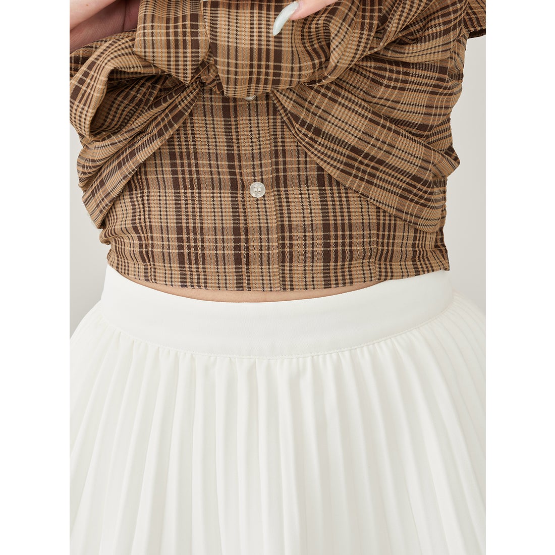 ダーリッチ Darich タータンチェックリボンベアトップ （ベージュ