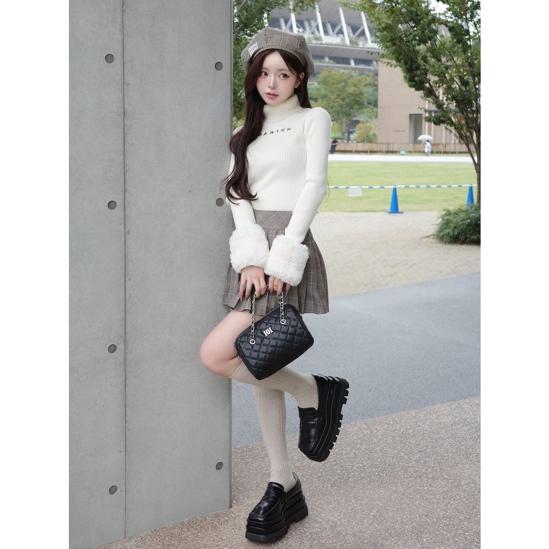 ダーリッチ Darich スムースファーリブニットトップス （ブラック