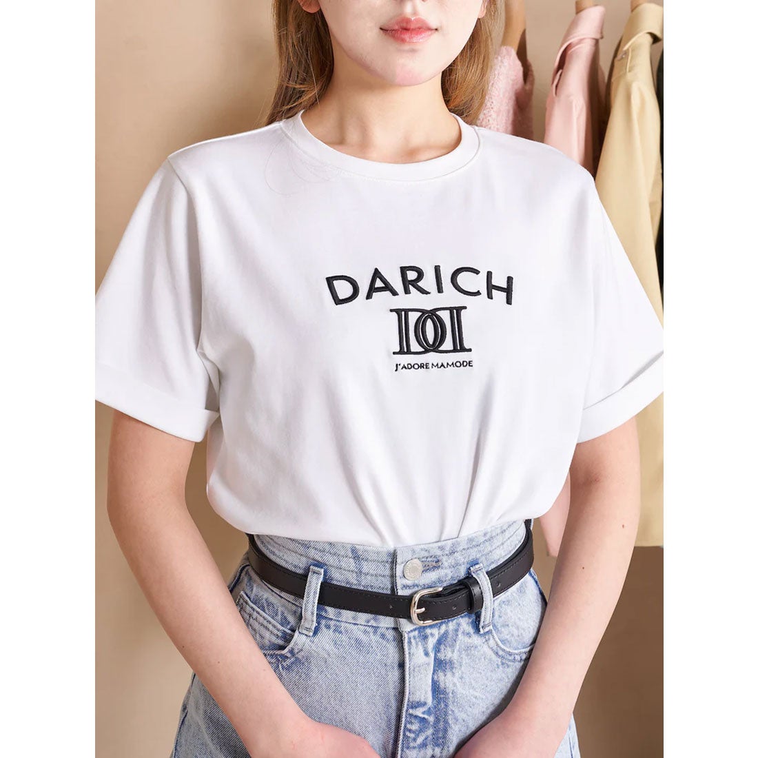ダーリッチ Darich DDロゴエンブロイダリーTシャツ （ホワイト） -靴