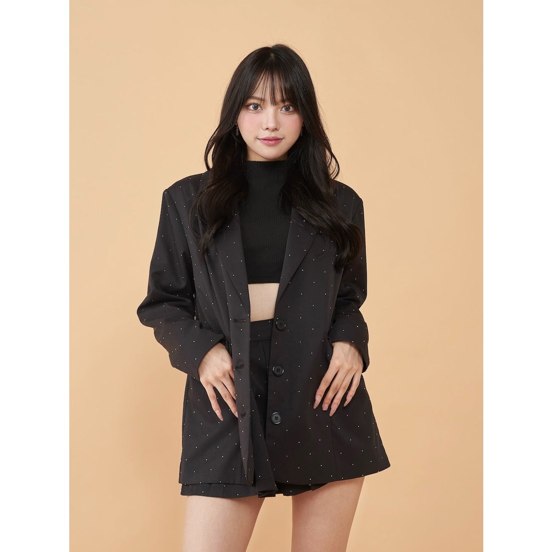 ダーリッチ Darich ルーズシングルスタッズジャケット （ブラック
